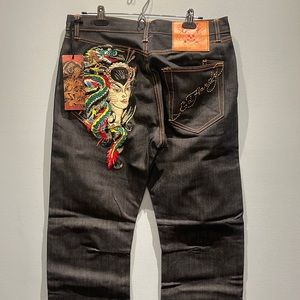 Ed hardy button fly jeans NWT - lady dragon very RARE